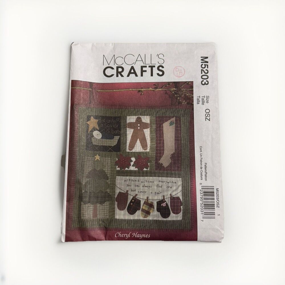 McCalls M5203 Sewing Pattern Christmas Wall Hanging Gingerbread Quilt Block